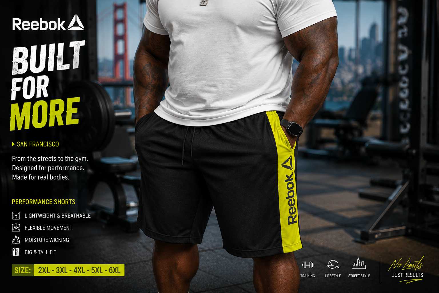 شلوارک Reebok سایز بزرگ