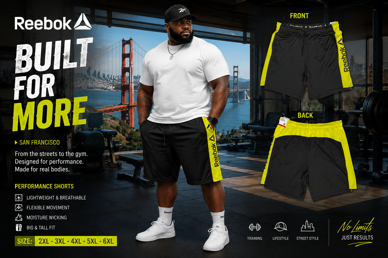 شلوارک Reebok سایز بزرگ