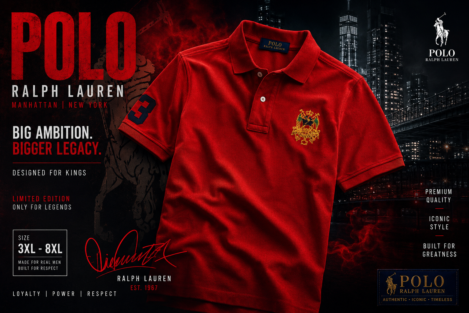 تیشرت polo ralph lauren سایز بزرگ