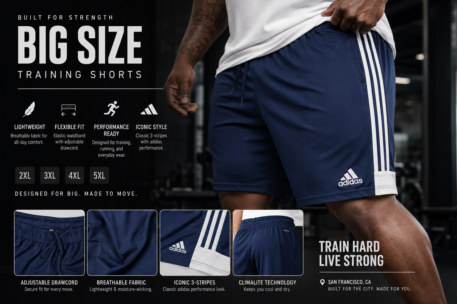 شلوارک Adidas سایز بزرگ