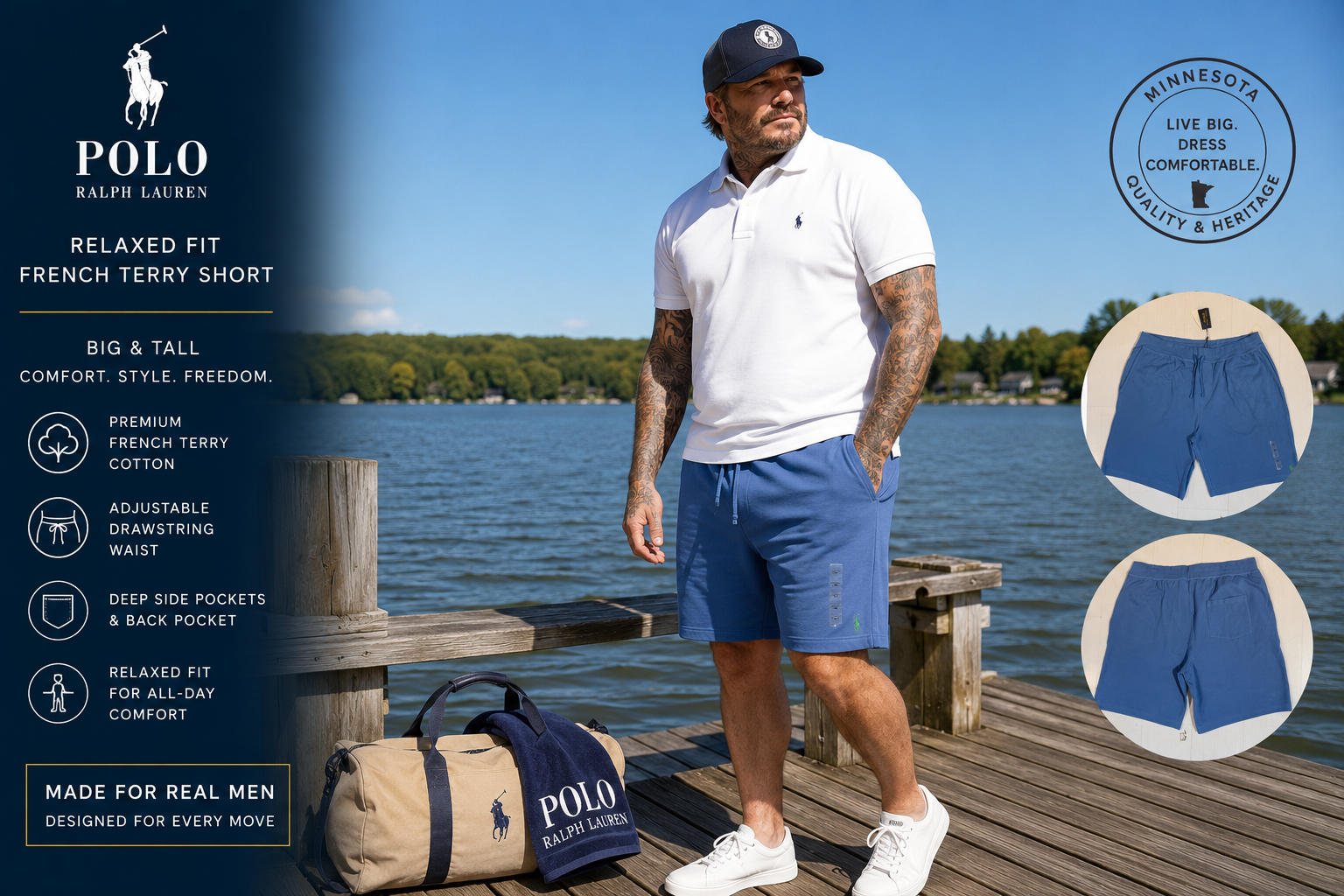 شلوارک polo ralph lauren سایز بزرگ
