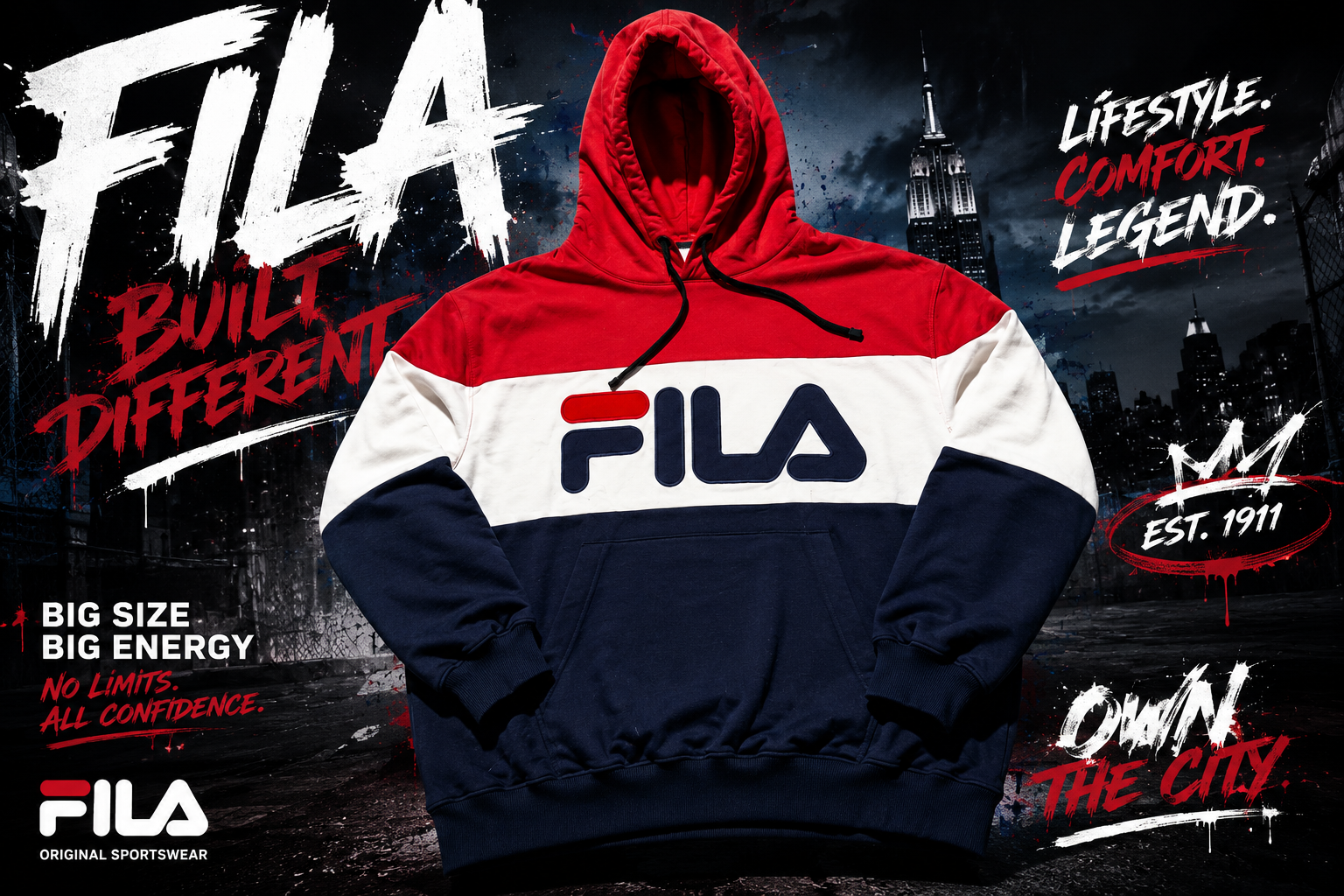 هودی Fila سایز بزرگ