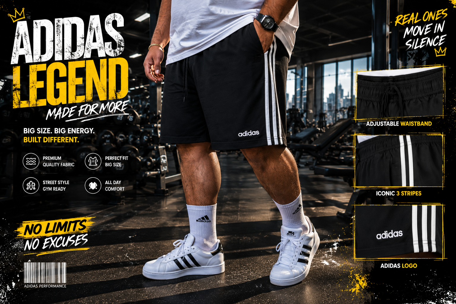 شلوارک Adidas سایز بزرگ