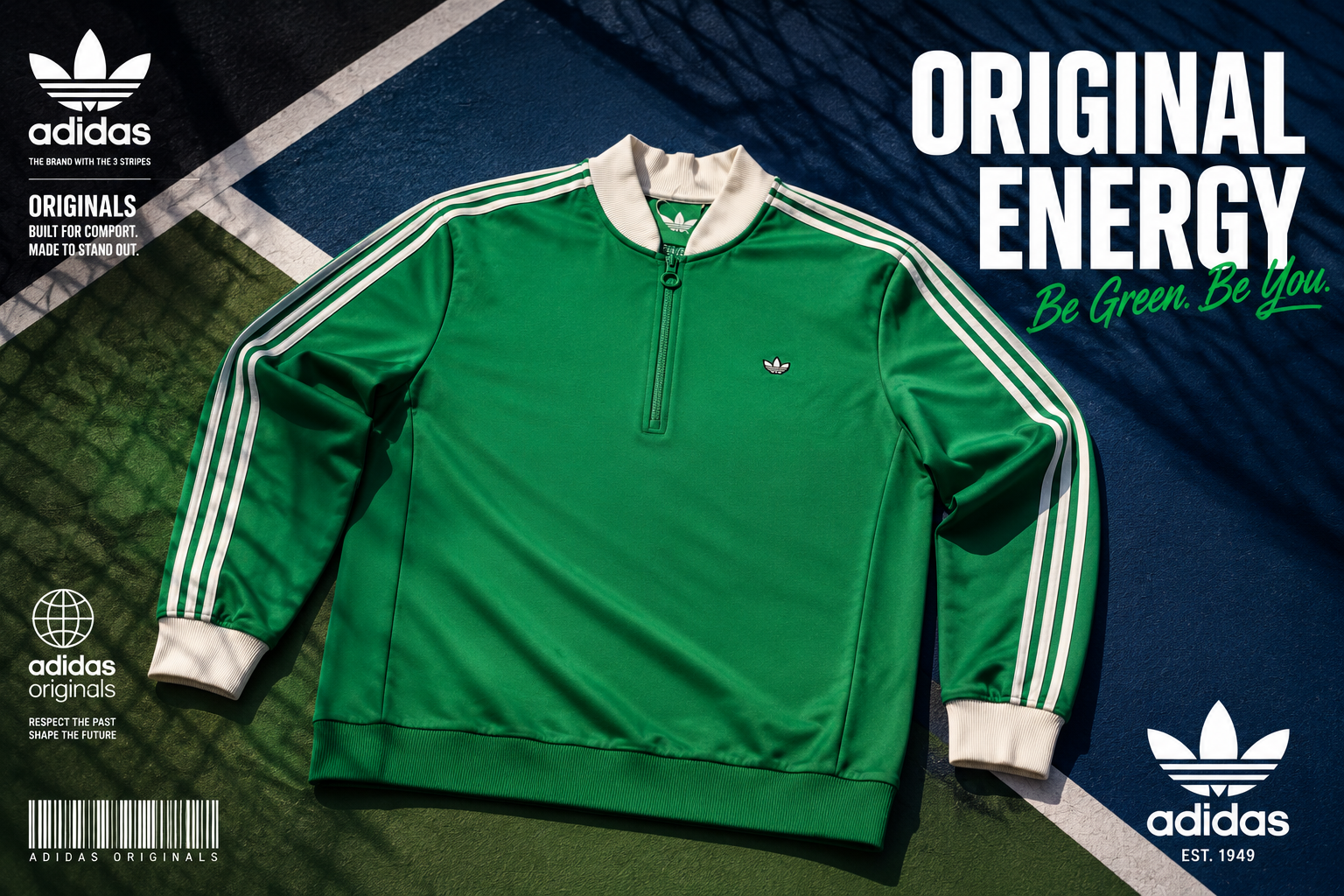 نیم زیپ Adidas سایز بزرگ